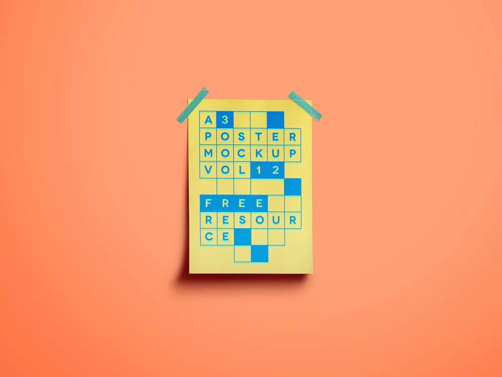 A3 PSD Poster Mockup on Wall