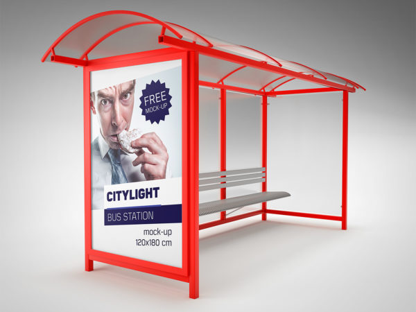 Bus Stop City Light Free Mockup