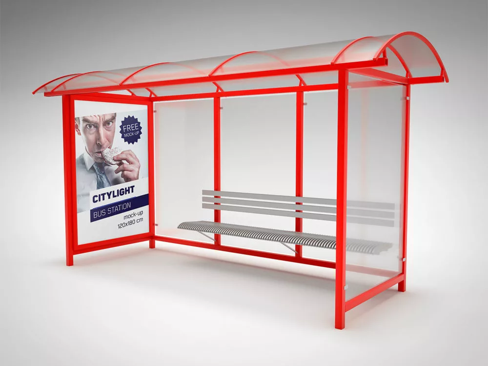Bus Stop City Light Free Mockup