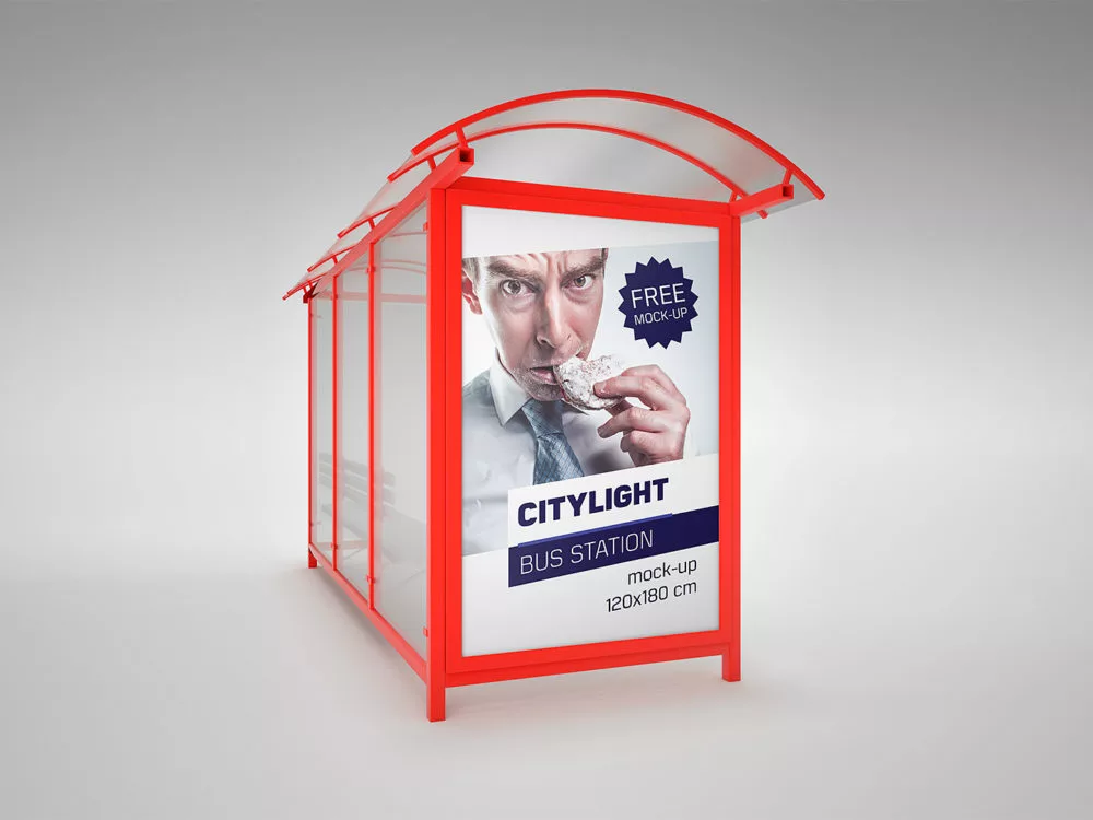 Bus Stop City Light Free Mockup