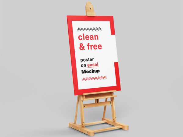 Canvas Poster on Easel Mockup Free