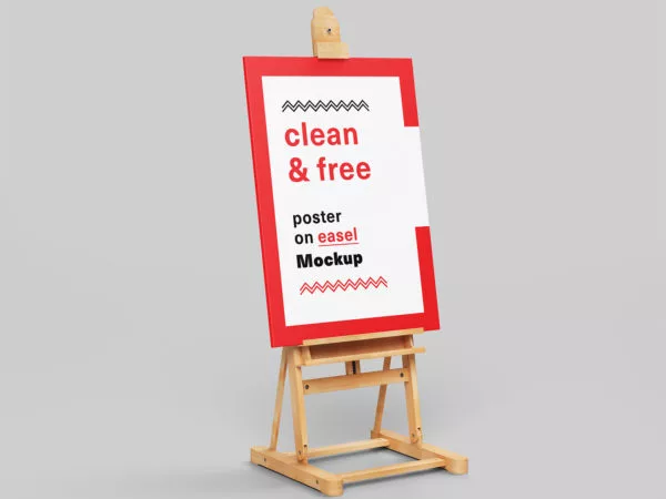Canvas Poster on Easel Mockup Set of 4 Minimalist Scenes