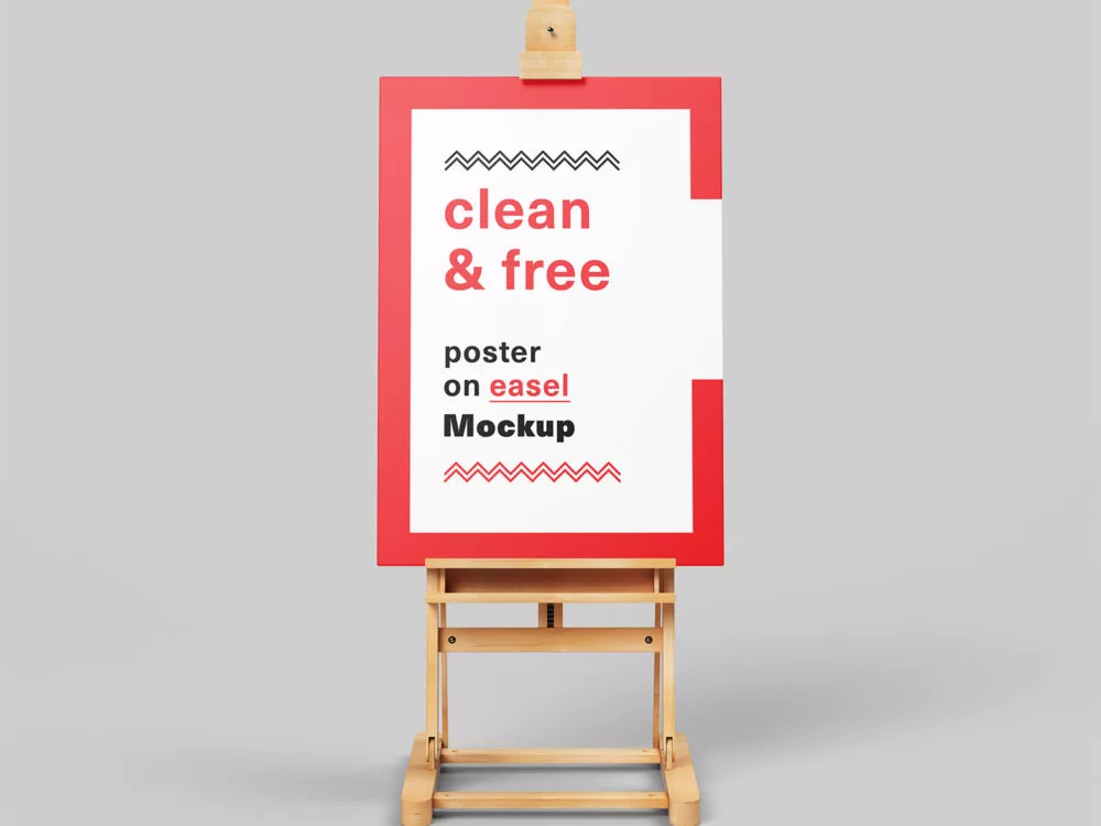 Canvas Poster on Easel Mockup Free