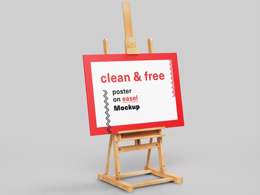 Canvas Poster on Easel Mockup Free