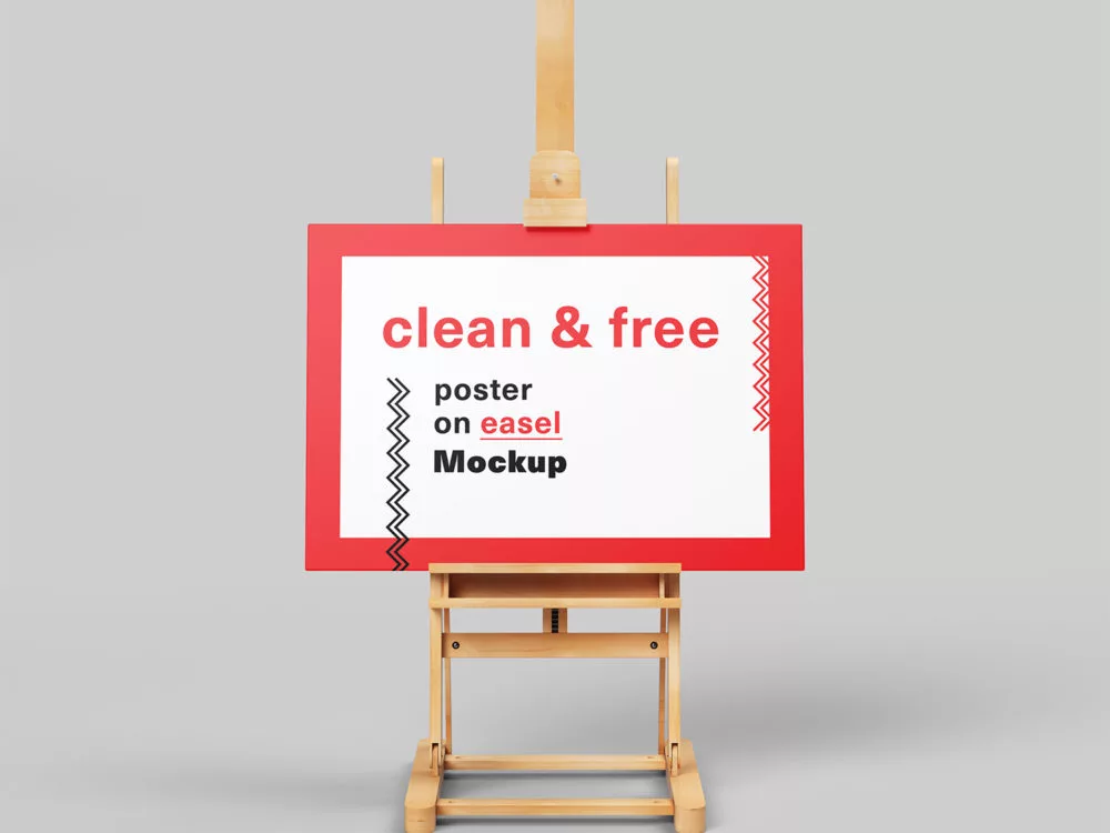Canvas Poster on Easel Mockup Free