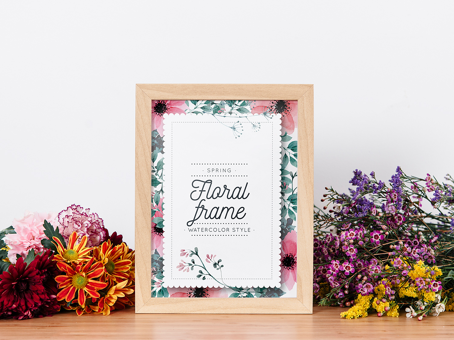 Download Frame Mockup Between Flowers | Free Mockup