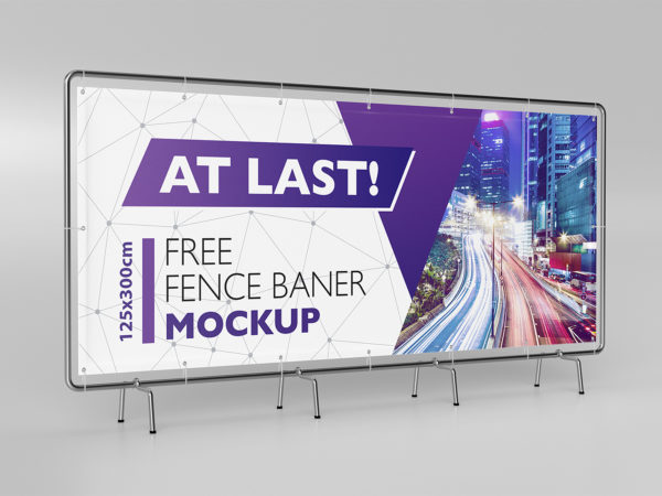 Free Billboard Banner Mockup (3000x1250 mm)