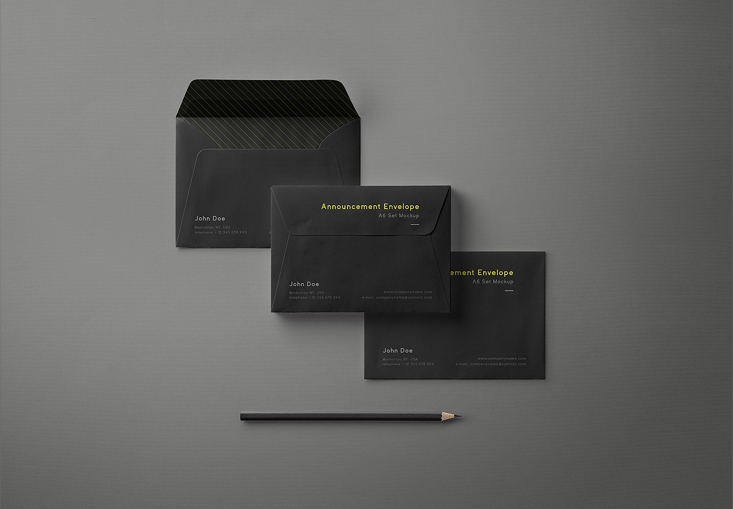 Download Free Black Envelope Mockup Set A6 | Free Mockup