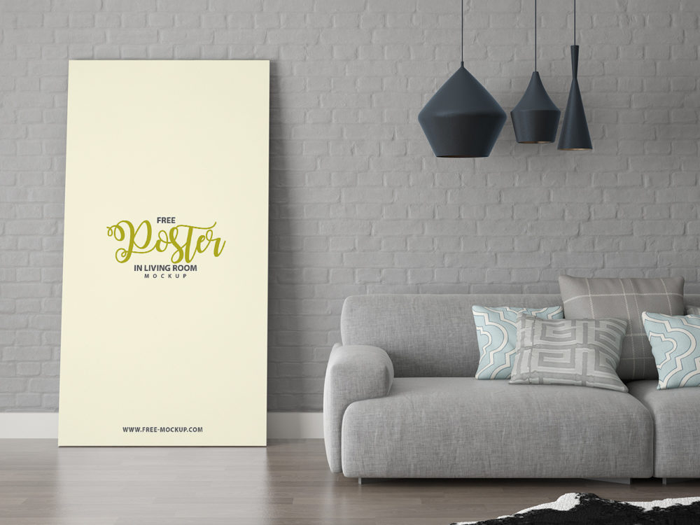 Free Poster in Living Room Mockup