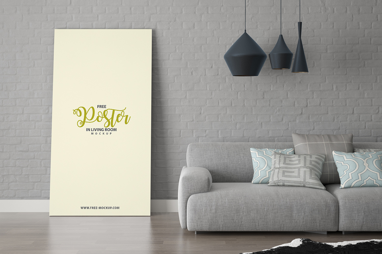 Download Free Poster in Living Room Mockup | Free Mockup