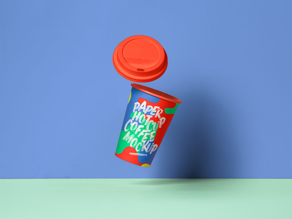 Gravity Paper Hot Cup Mockup PSD