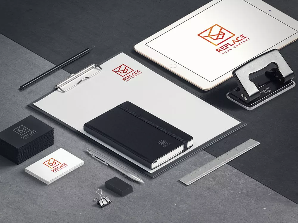 Isometric stationery mockup free