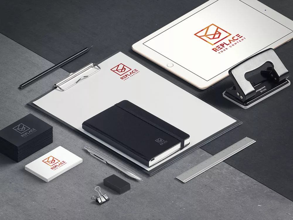 Isometric stationery mockup free