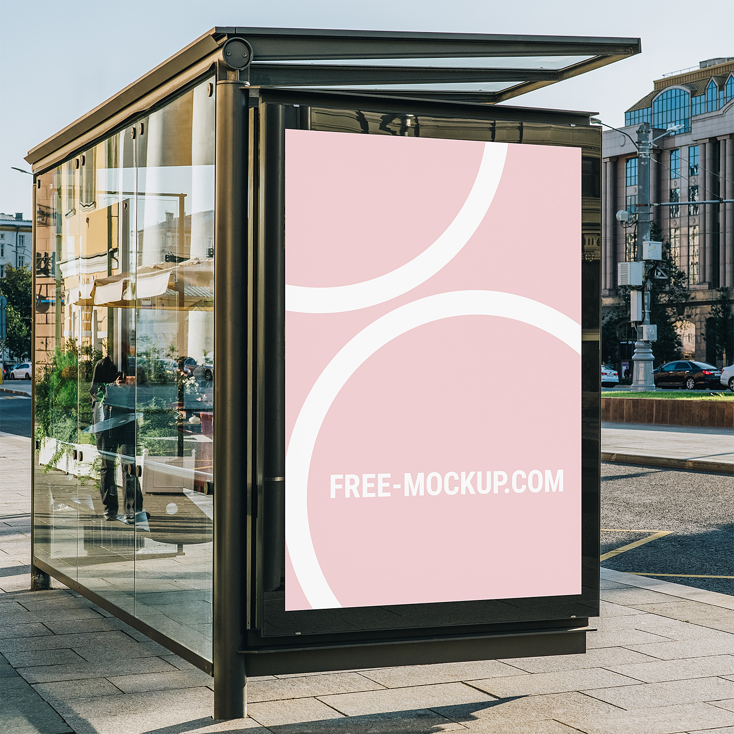 Download Outdoor Advertisement Bus Stop Mockup | Free Mockup