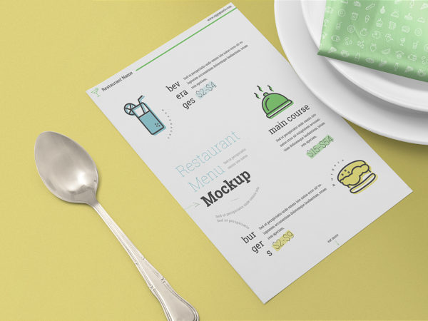 Restaurant Menu Card Free Mockup