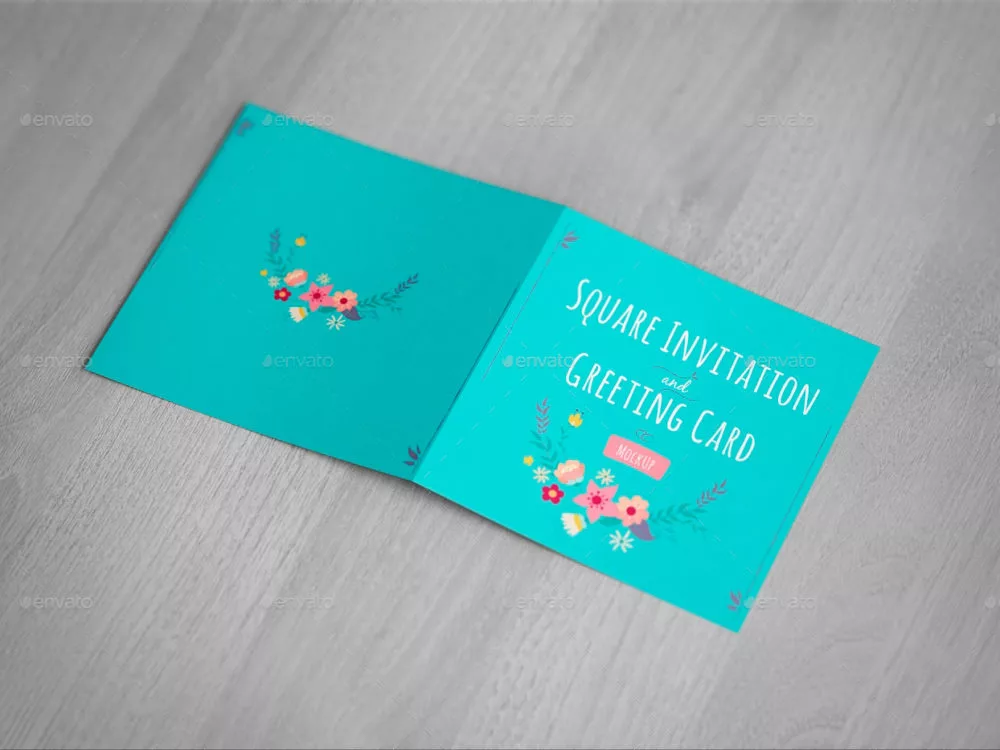 Square Invitation & Greeting Card Mockup