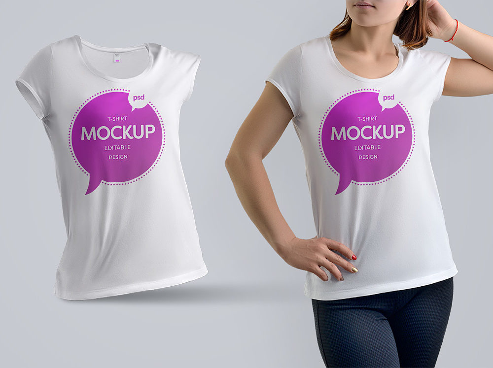 T-Shirt Mockup Woman Free PSD
