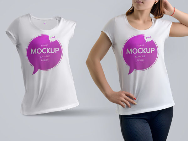 T-Shirt Mockup Woman Free PSD