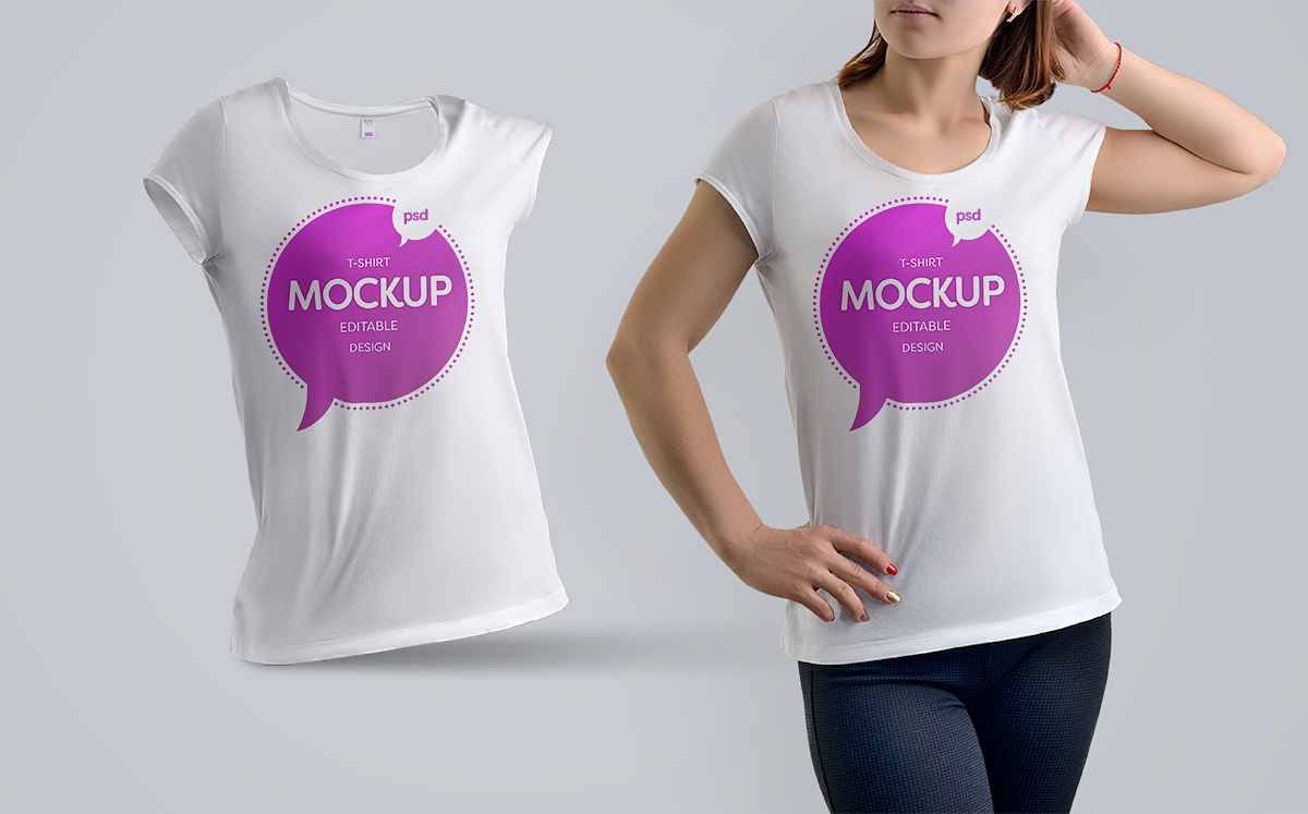 Download T-Shirt Mockup Woman Free PSD | Free Mockup