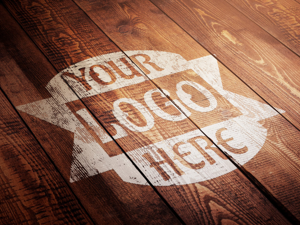 Wood Paint Logo Mockup Free