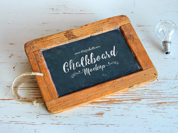 Wooden Frame Chalkboard Mockup PSD for Lettering and Typography