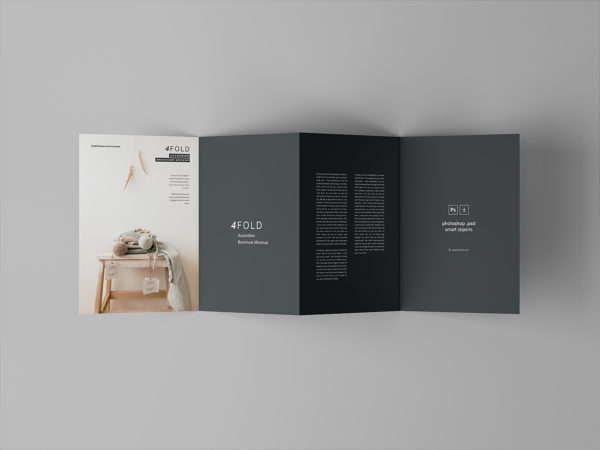 4 Fold Accordion Brochure Mockup