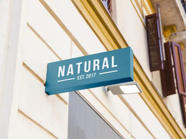 Blue Shop Sign Mockup