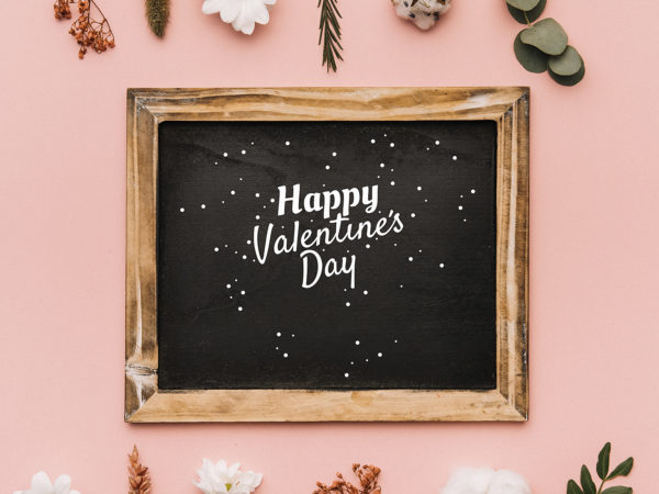 Valentine Chalkboard in Wood Frame Mockup