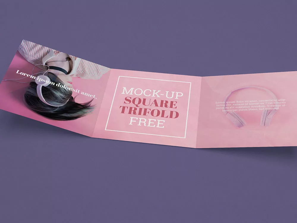 Free Square Tri-fold Mockup