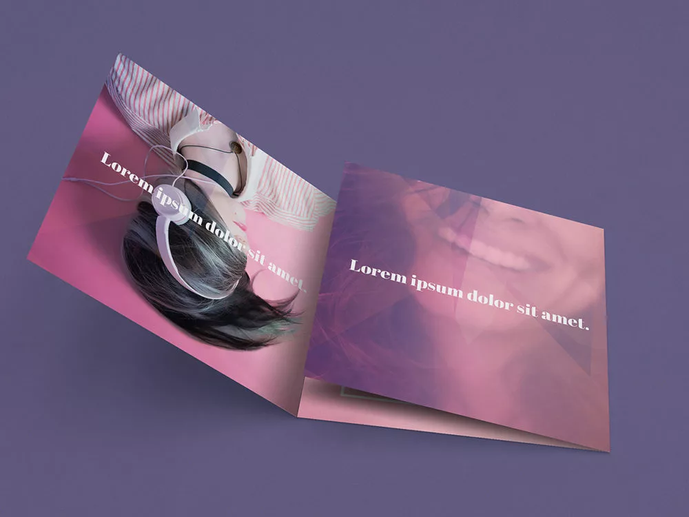 Free Square Tri-fold Mockup