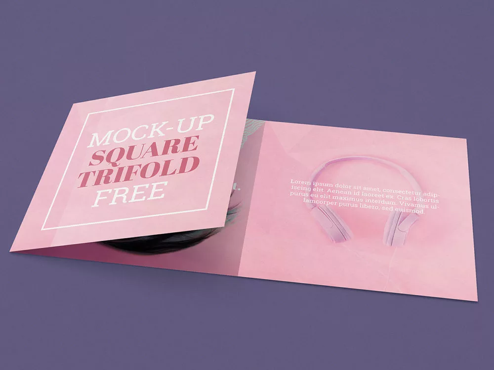 Free Square Tri-fold Mockup
