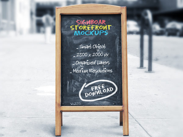 Signboard Chalkboard Mockups