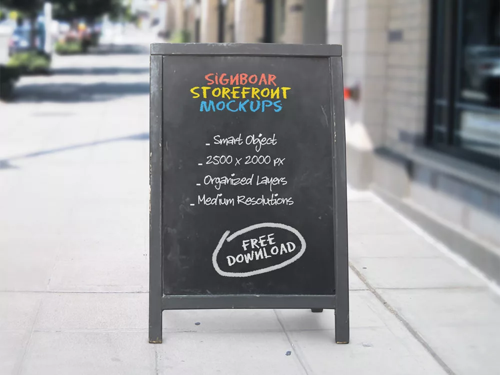 Signboard Chalkboard Mockups