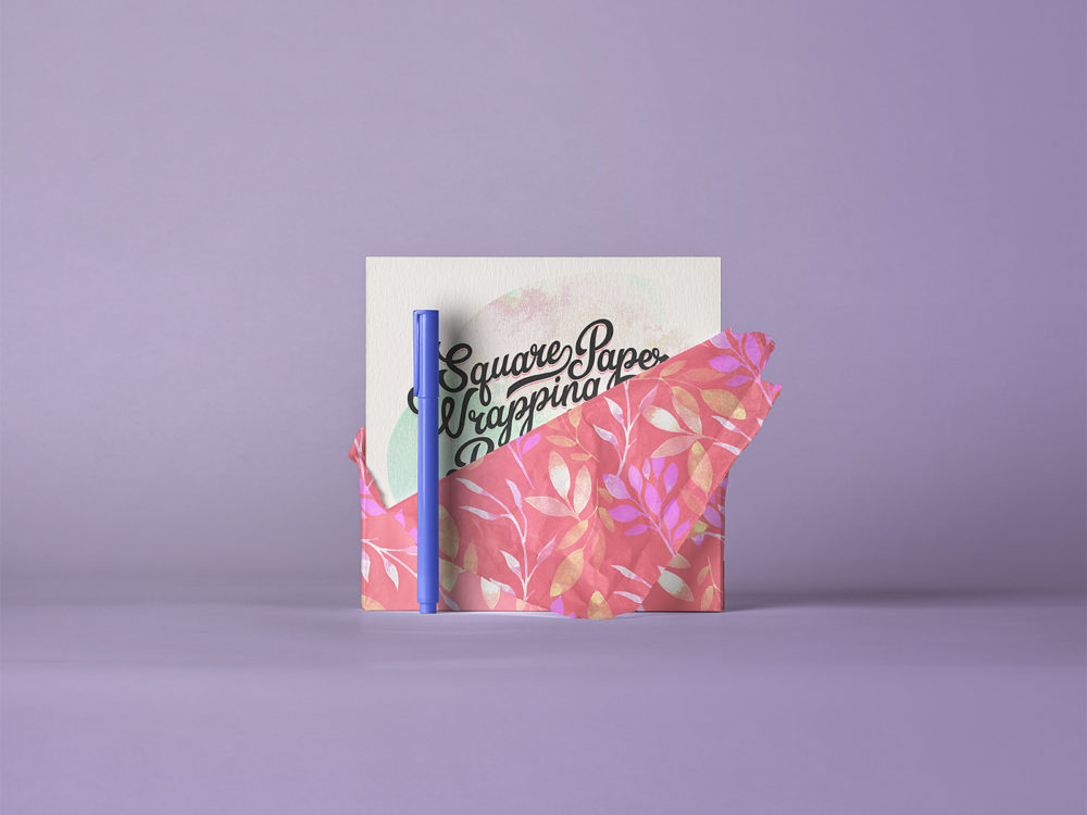 Download Square Invitation Card Paper Wrap Mockup Free Mockup
