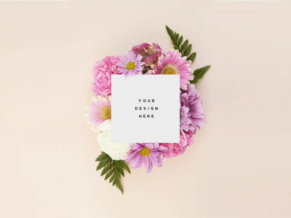 Thank You Card Mockup Floral Set