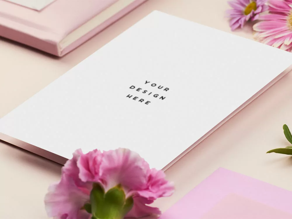 Thank You Card Mockup Floral Set