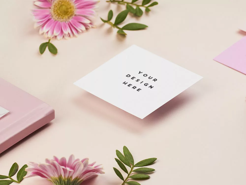 Thank You Card Mockup Floral Set