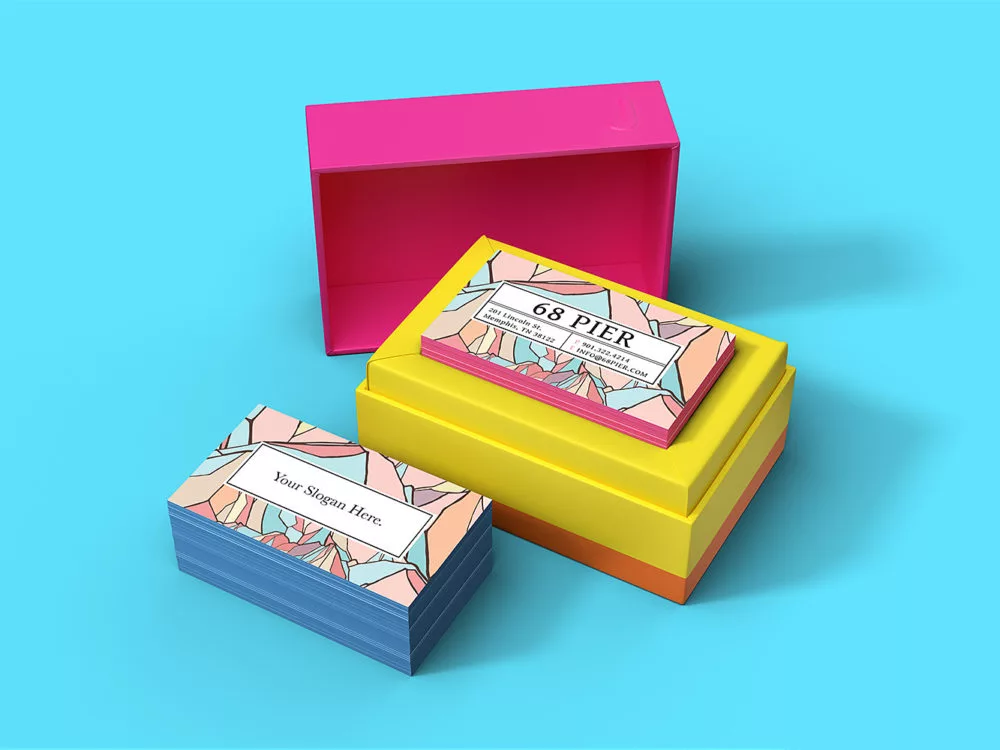Business Card with Custom Packaging Mockup