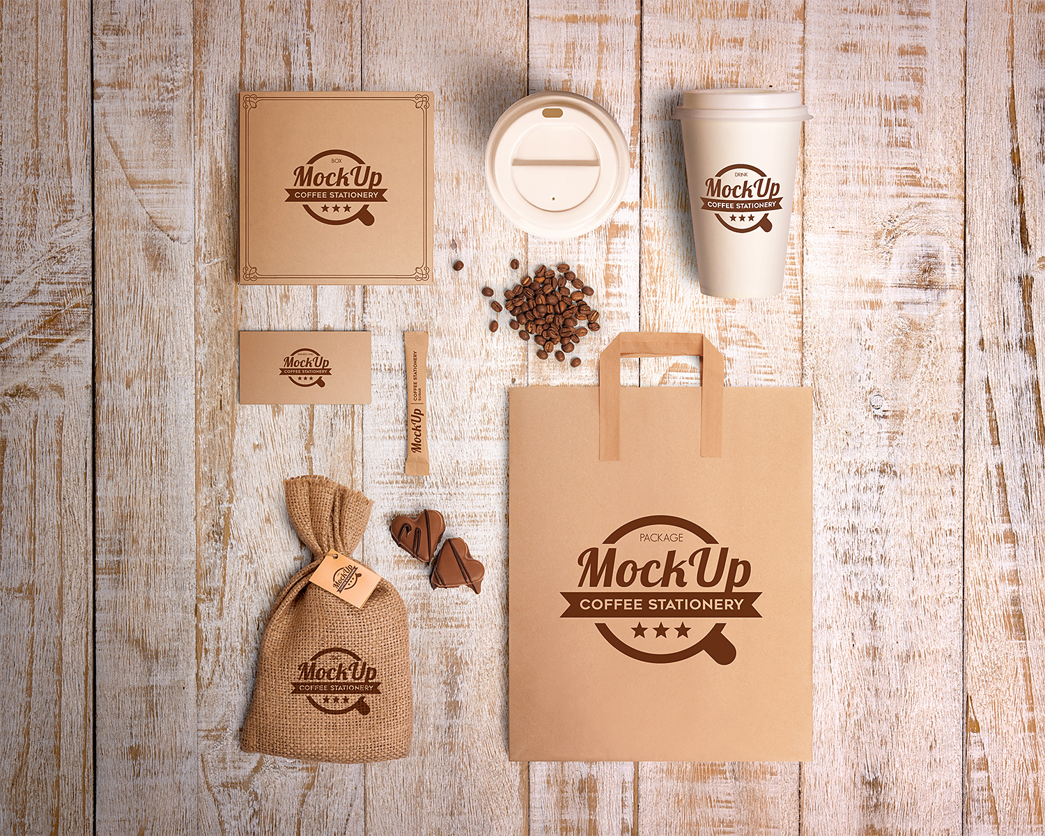 Download Coffee Branding Stationary Mockup Free Mockup