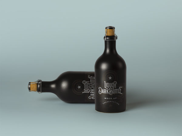 Dark Liquor Bottle Mockup