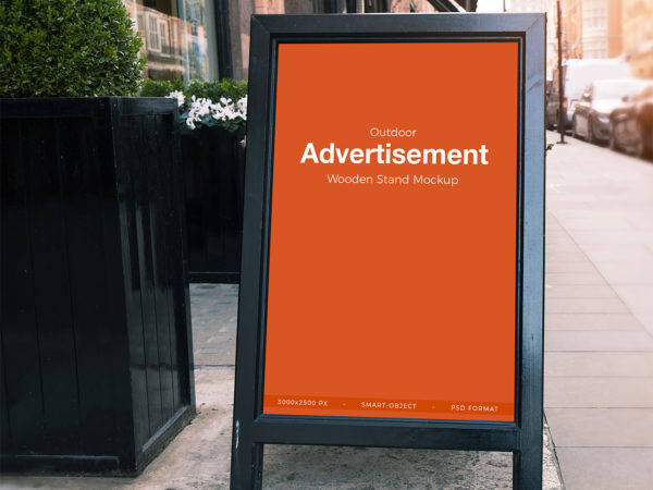 Free outdoor advertisement banner stand mockup