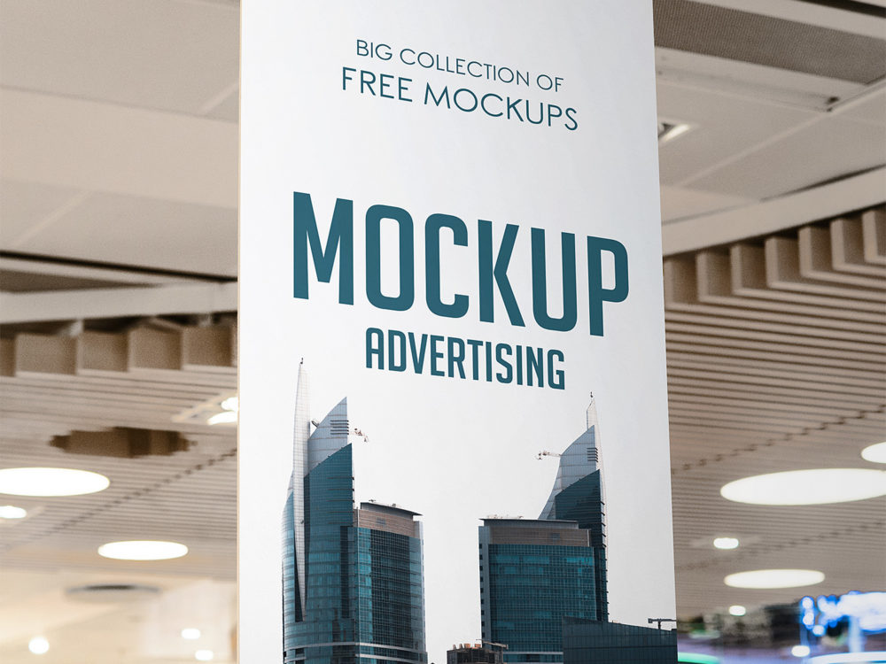 Vertical Advertising in Supermarket Mockup