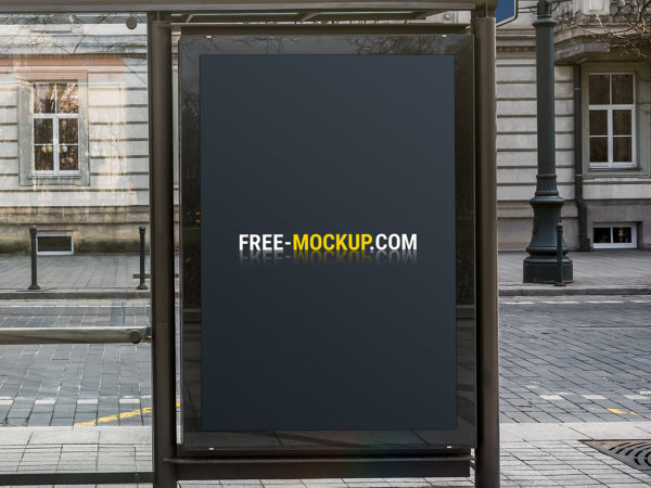 Bus Shelter Poster Free Mockup