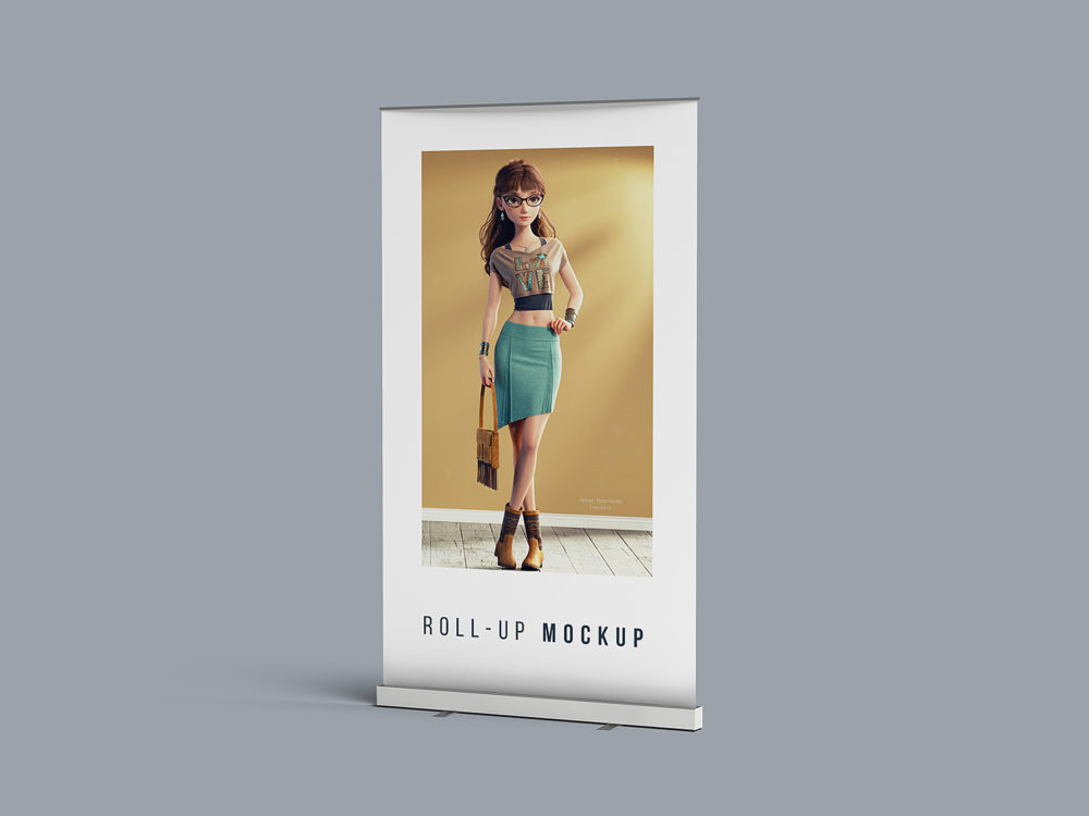 Free Roll-up Banner Stand Mockup