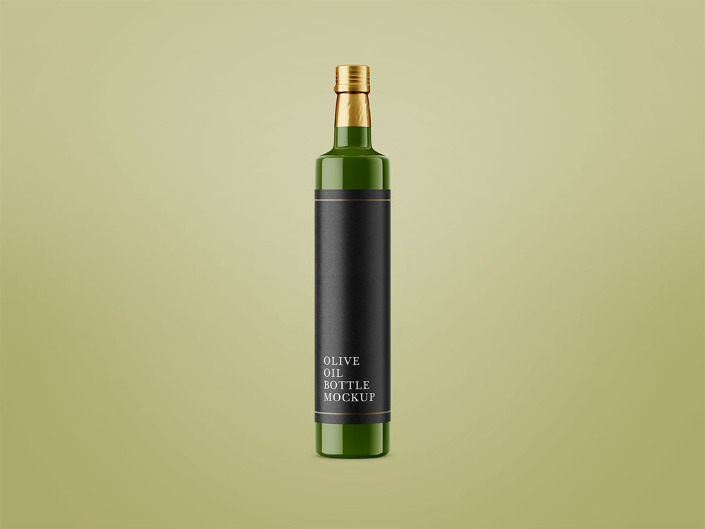 Glossy Olive Oil Bottle Mockup