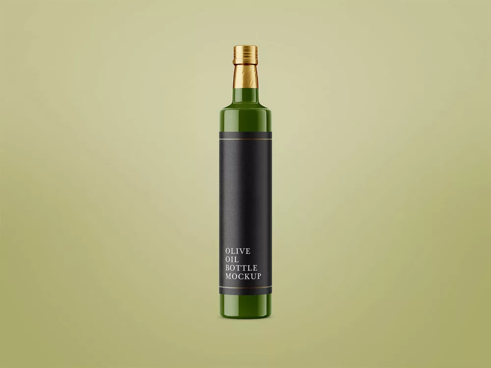 Glossy Olive Oil Bottle Mockup