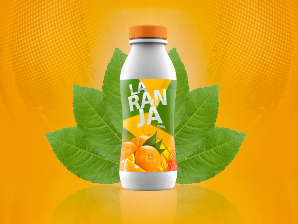 Juice or yogurt plastic bottle mockup