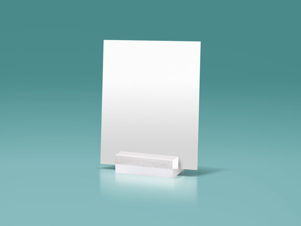 Glass Stand Display A5 Paper Free Mockup