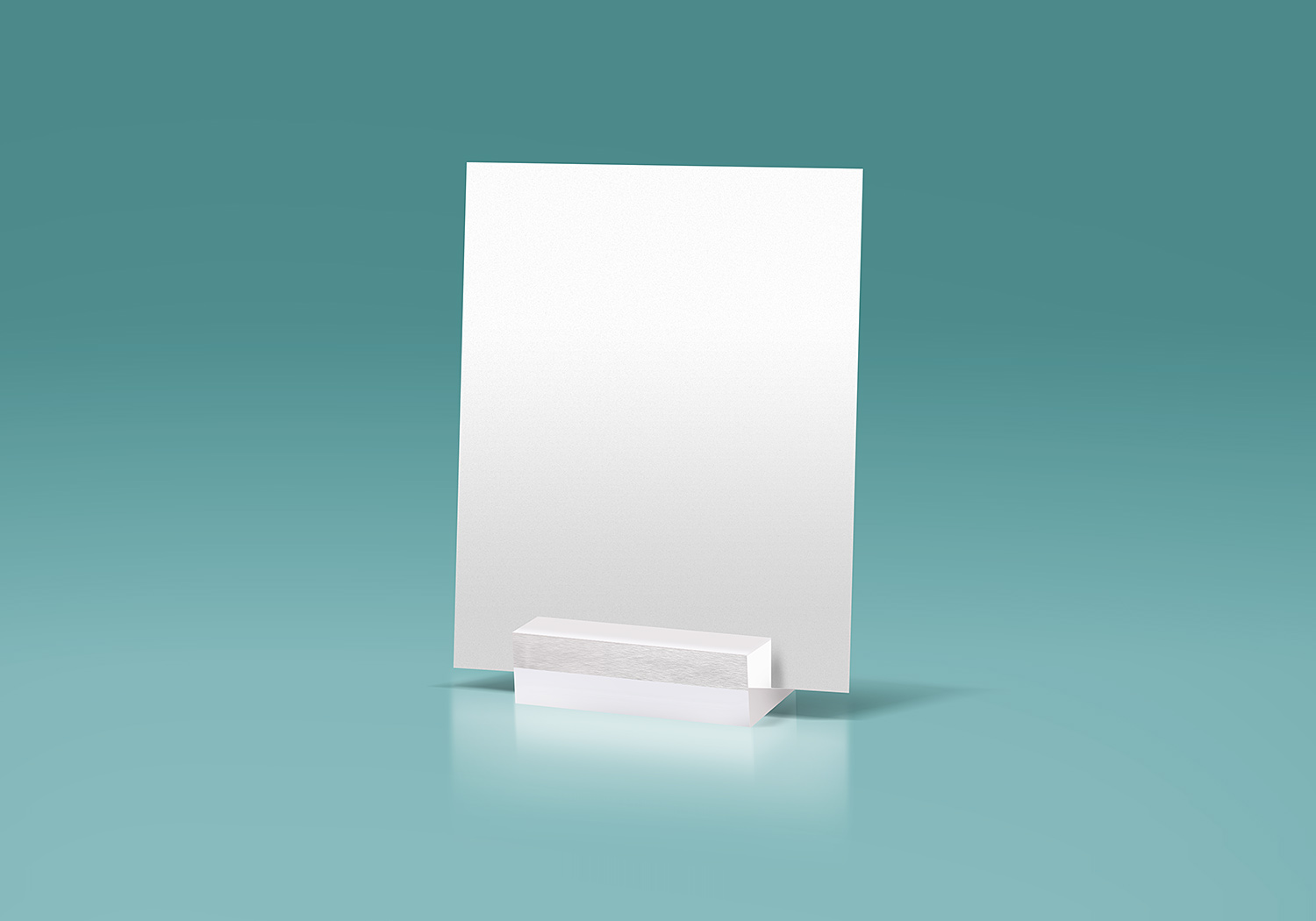 Download Glass Stand Display A5 Paper Free Mockup Free Mockup