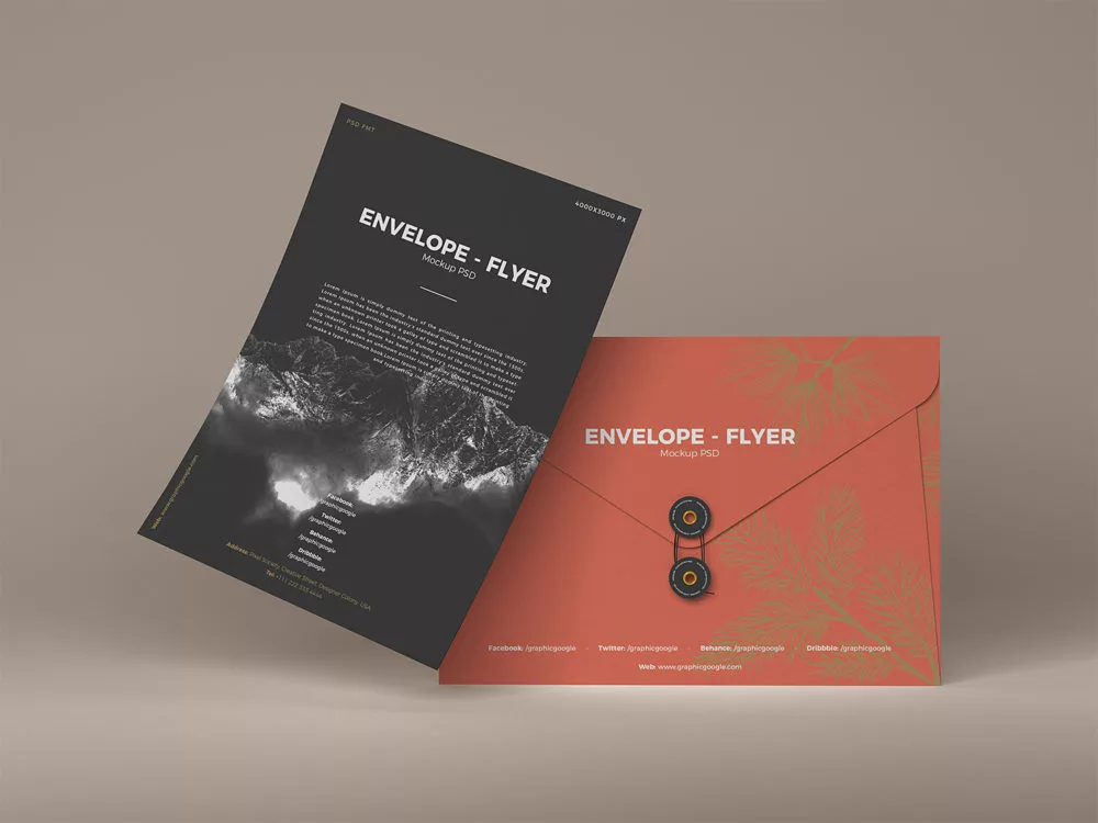 Envelope with Floating Greeting Card Letter Mockup